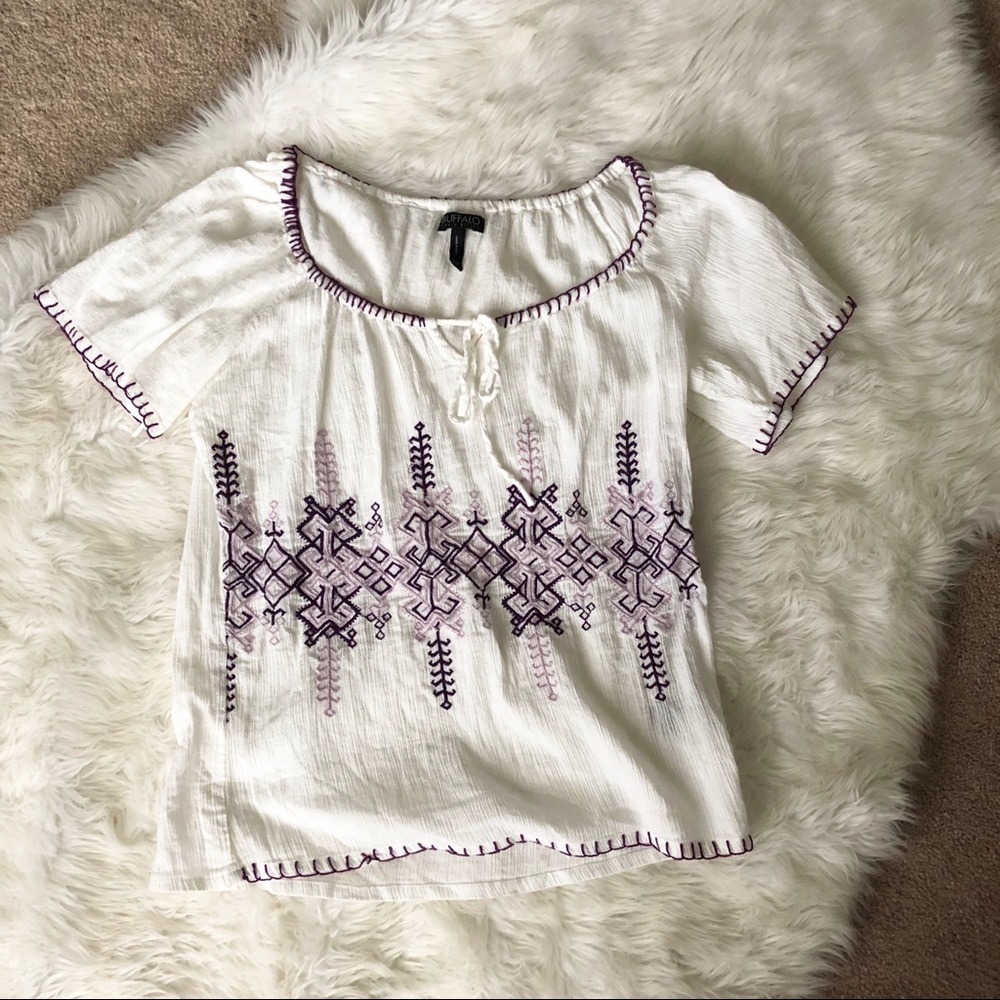 Buffalo David Bitton white peasant top - Women’s S